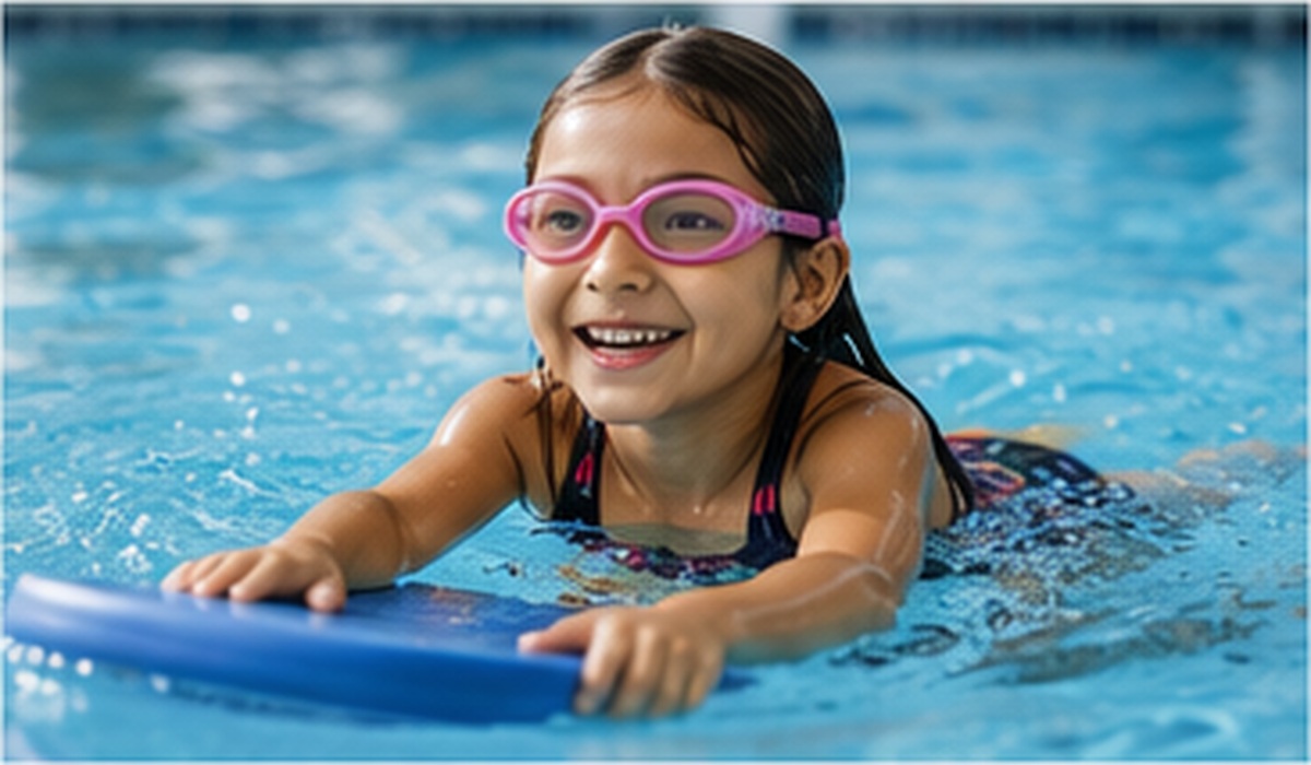 Child taking a swim lesson